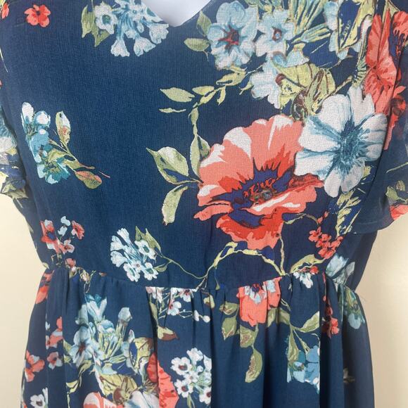 Alter'd State Maxi Dress S Navy Blue Floral Boho Cottagecore Modest Church Fairy - Picture 4 of 14